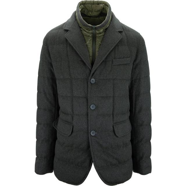 Herno, Winter Jackets, male, Gray, 2XL, Cashmere Zip-Up Coat with Removable Down Vest