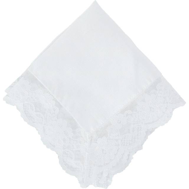 CTM Women's Bridal Dress Lace and Linen Handkerchief - White one size (one size)