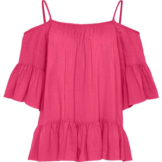 Buffalo Spaghetti Strap Off-The-Shoulder Peplum Blouse - Pink