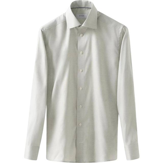 Eton Mens Mid Green Signature Twill Striped Slim-fit Cotton Shirt 16 - MID GREEN