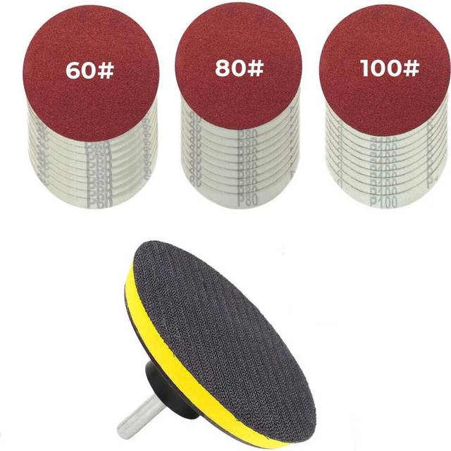 30-Piece Drill Bit Sanding Attachment Sandpaper 60/80/100 and 5 inch Back Pad Set, Electric Shackle Disc, with Pad