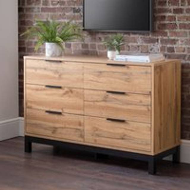 Bali - 6 Drawer Wide Chest - Oak - Wooden - Happy Beds