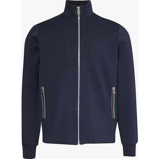 Ps By Paul Smith Mens Blue Funnel-neck Zipped-pocket Cotton-blend Jacket Xl