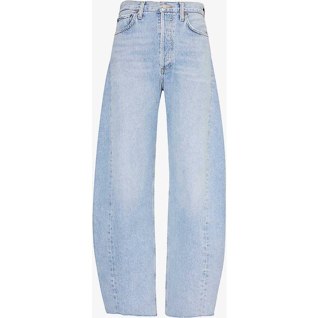 Agolde Womens Void (lt Indigo) Luna Faded-wash High-rise Recycled-denim Jeans 25