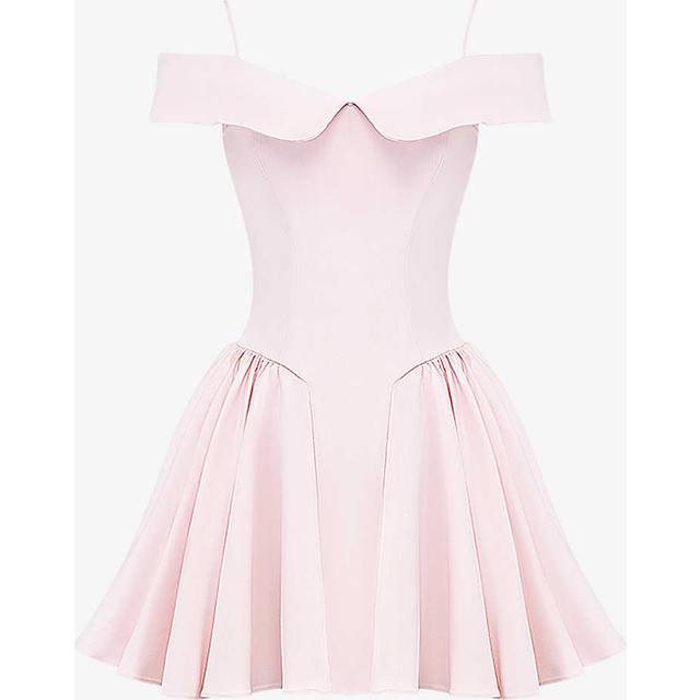 House of Cb Womens Balleri Pink Elida Off-the-shoulder Floral-print Woven Mini Dress L - BALLERINA PINK