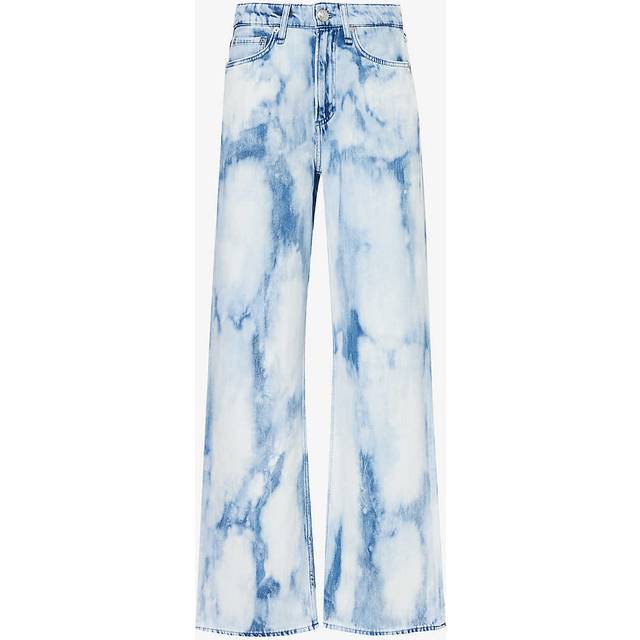 Rag & Bone Womens Indwaterco Logan Tie-dye Wide-leg Mid-rise Denim Jeans 25