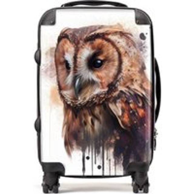 (Small) Tawny Owl Face Splashart Light Background Suitcase