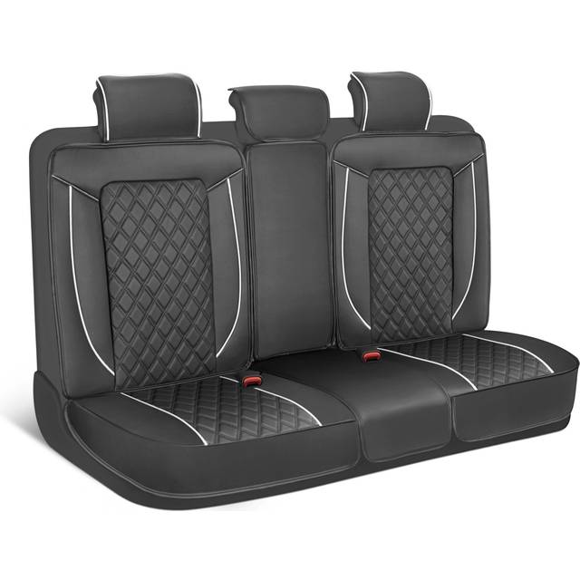 MotorBox Prestige Premium Seat Covers - Semi-Custom Fit Black/White Car Seat Covers for Rear Bench Automotive Interior Cover for Car Truck Van SUV - F