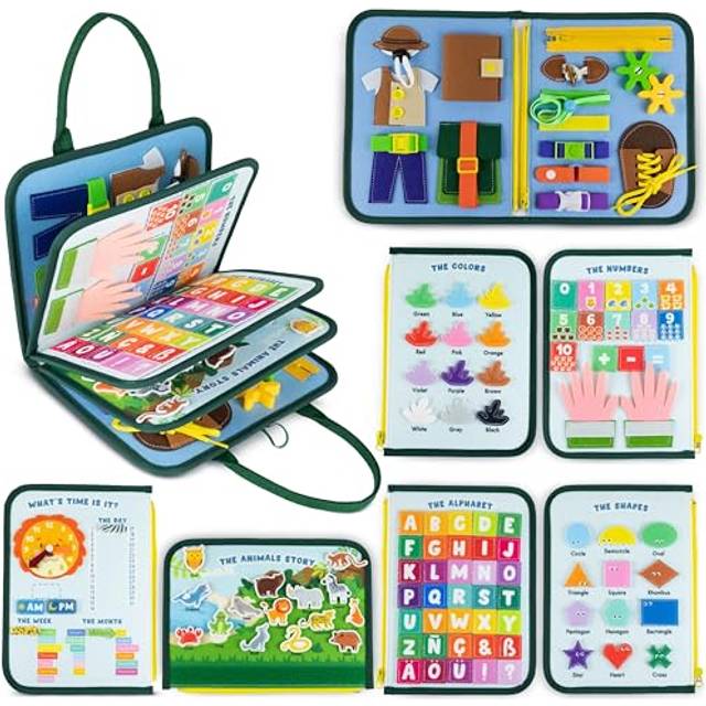 BONNYCO Toddler Busy Board Felt Montessori Toys  Sensory Board  Busy Book  Learning Toddler Toys  Montessori Busy Board | Kids Toys  Gifts for Boys Gi