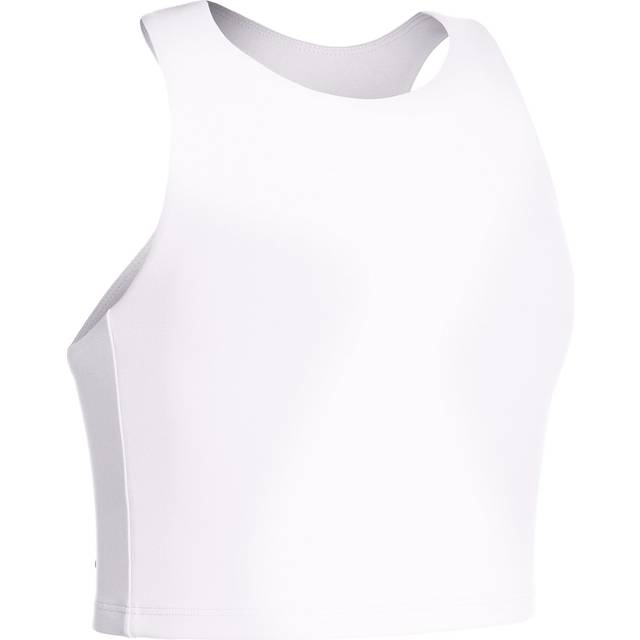 CRZ YOGA Girls Butterluxe Double Lined Tank Tops High Neck Racerback Cropped Basic Sleeveless Dance Yoga White X-Small