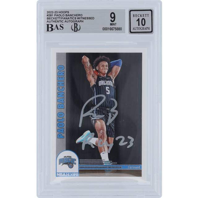 Paolo Banchero Orlando Magic Autographed 2022-23 Panini Hoops Silver Ink #281 Beckett Fanatics Witnessed Authenticated 9/10 Rookie Card