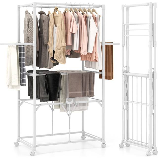 Aluminum Foldable Rolling Drying Rack (441.96cm H X 218.44cm W X 111.76cm D)