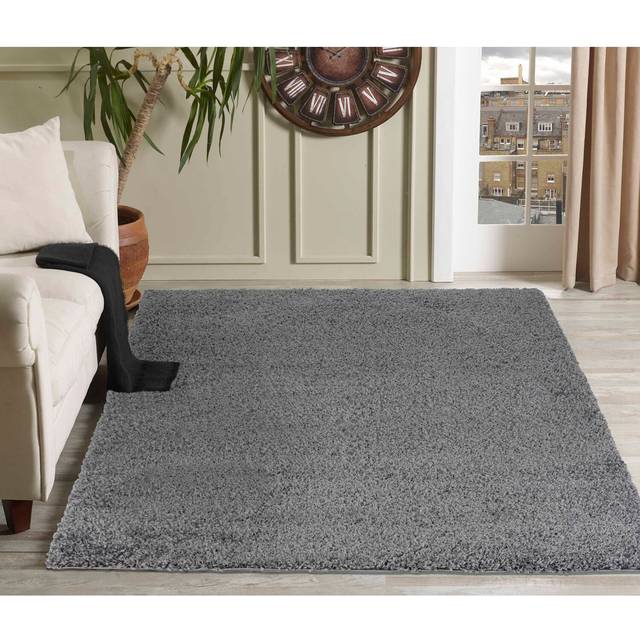 Desire Rugs Oxford Dark Grey Plain Shaggy Rug 80 x 150cm