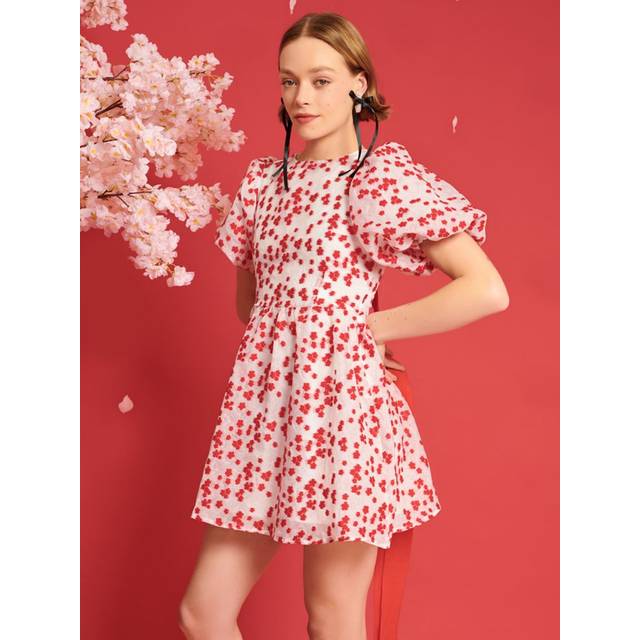 Sister Jane Dream Floral-Jacquard Organza Midi Dress - MP/UK 12 - White