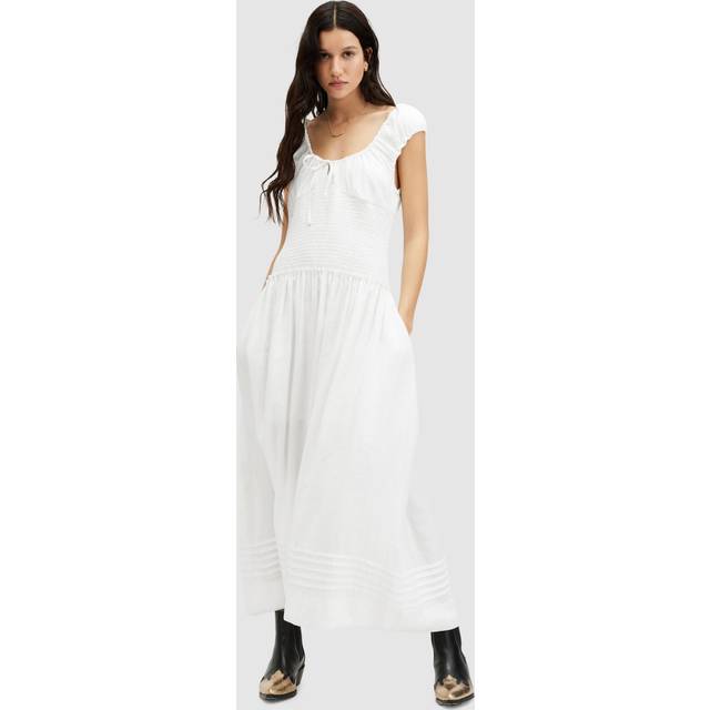 White Eliza Ruched Maxi Dress (10)