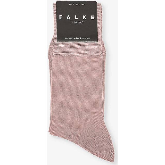 Falke Mens Rose Tiago Logo-print Organic-cotton Blend Knitted Socks 5.5-6.5 - ROSE