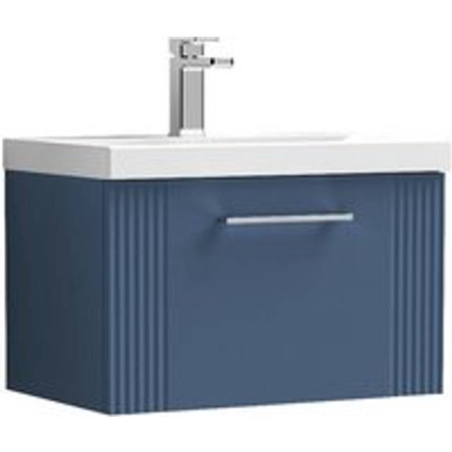 Deco Wall Hung 1-Drawer Vanity Unit with Basin-3 600mm Wide - Satin Blue - Nuie