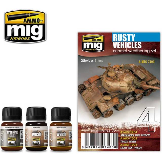Ammo by Mig Rusty Vehicles Enamel Weathering Set For Model Kits Mig 7403