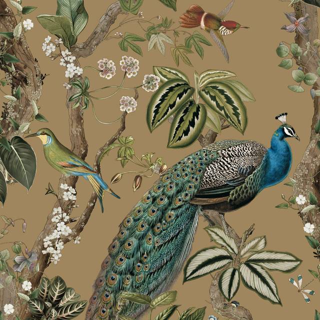 HoldenPeacock Woods Gold Wallpaper - Holden Décor - 0.1 x 53 x 1000cm