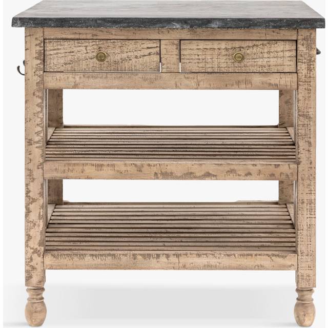 Vancouver Pine Kitchen Island - Stone - Natural