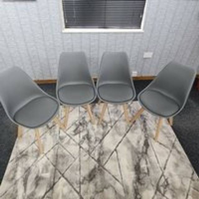 (4 Grey Chairs) Set of 4 white or black or grey or colourful Wooden Dining tulip Chairs