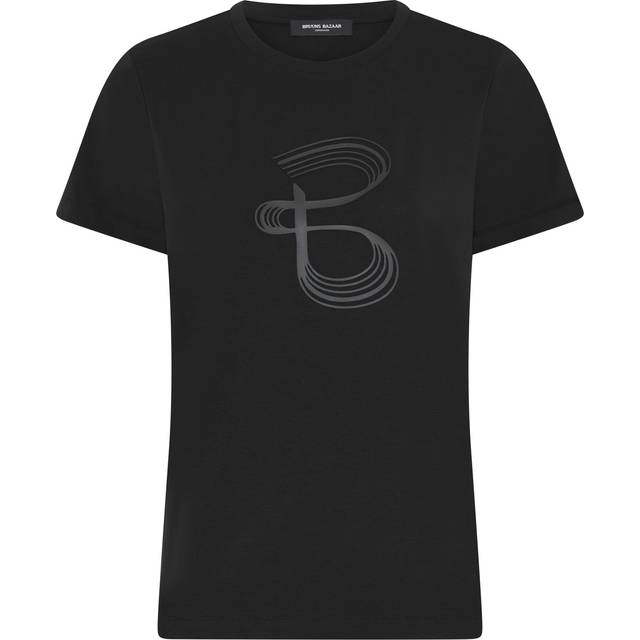 Bruuns Bazaar, Topp, Dam, XS, Bomull, Tee Top med Smart Motiv - black (XS)