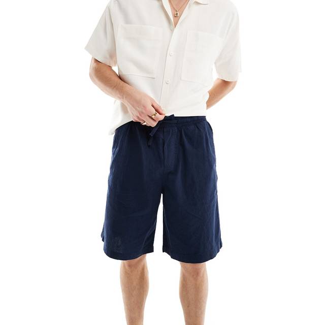 Jack & Jones – Marinblå linneshorts med ledig passform