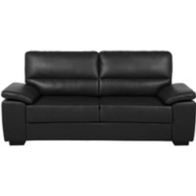 Beliani 3 Seater Faux Leather Sofa Black Vogar, Black