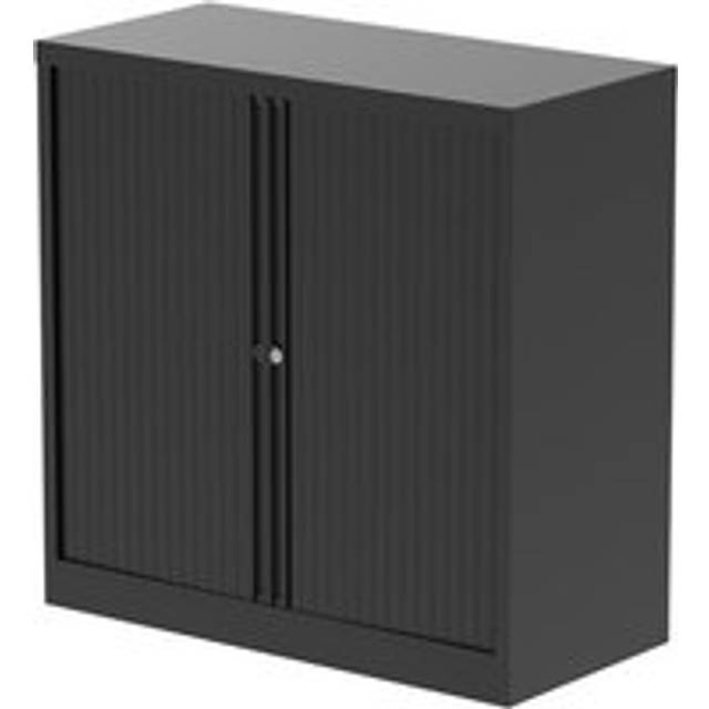 Qube by Bisley 1000mm Side Tambour Cupboard Black No Shelves