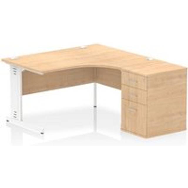 Impulse 1400 RH Crescent Desk Cable Managed Leg Maple/White 600 DH Ped