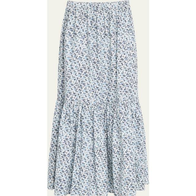 GANNI Blue Flounce Maxi Skirt - 561 Glacier Lake - DK 36
