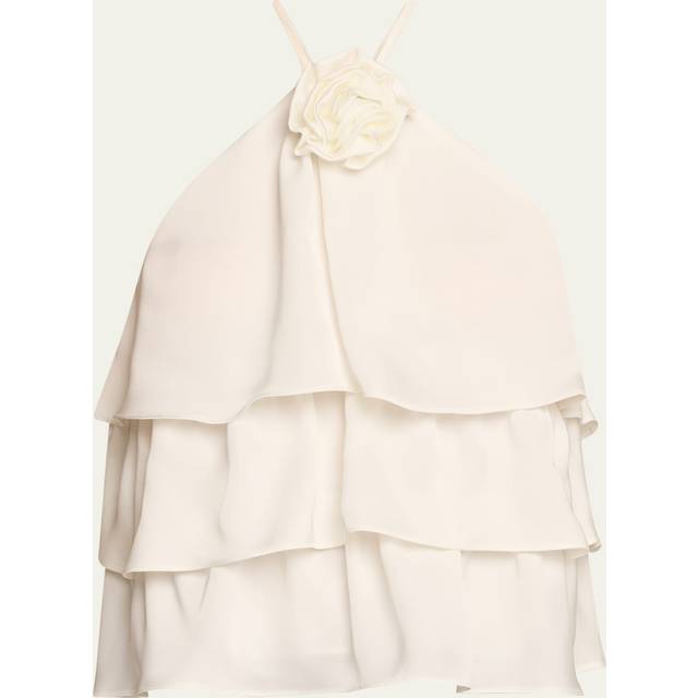 Minnie Rosette Tiered Halter Blouse - IVORY - Medium