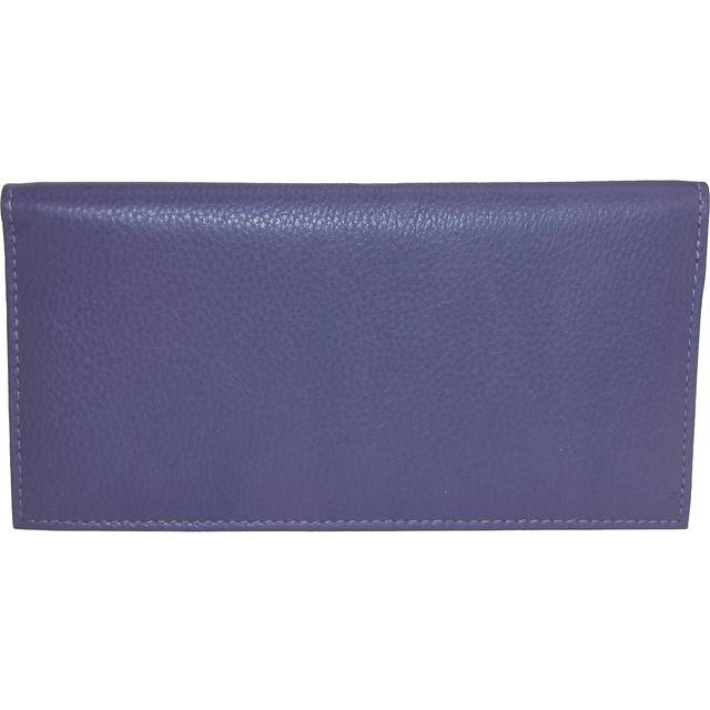 CTM Leather Solid Color Checkbook Cover Wallet - Purple one size (one size)