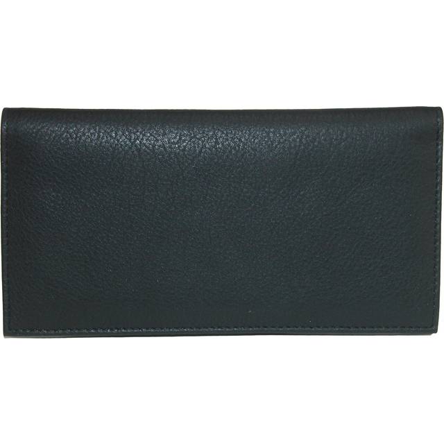 CTM Leather Solid Color Checkbook Cover Wallet - Black one size (one size)
