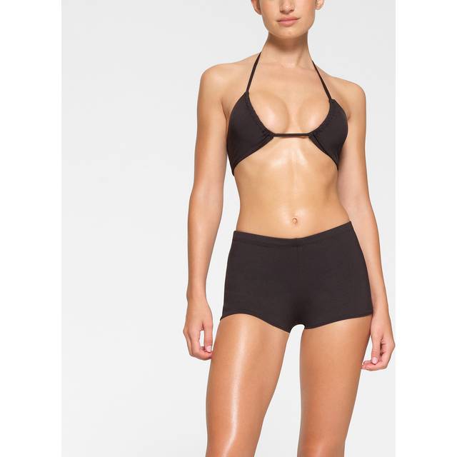 Skims Womens Onyx Signature Swim Halter-neck Stretch Recycled-nylon Bikini Top Xxl - ONYX