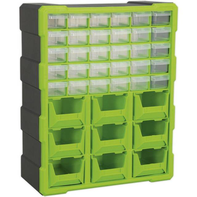 375 x 165 x 470mm 39 Drawer Parts Cabinet - GREEN - Wall Mounted / Standing Box