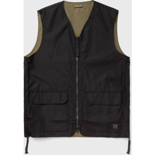 Taion Mens Black Reversible Military Gilet - Medium