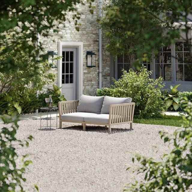 Porthallow Wooden Day Bed Sofa Chair Lounger Natural Outdoor - Garden Trading