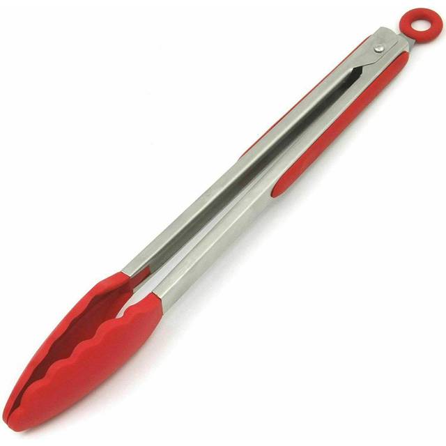 Chef Craft Premium Silicone Cooking Tongs  12 inch  Red