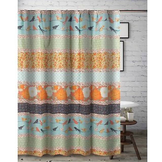 Carlie Calico Stripe Bath Shower Curtain