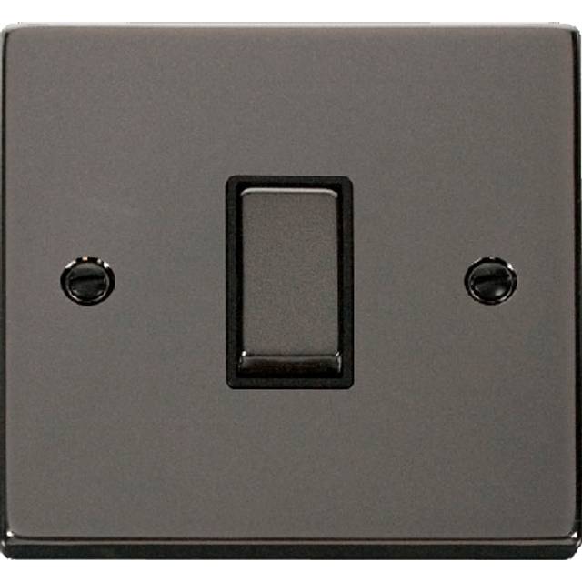 Click Deco 1 Gang 2 Way Ingot 10AX Switch Black Nickel Black Inserts