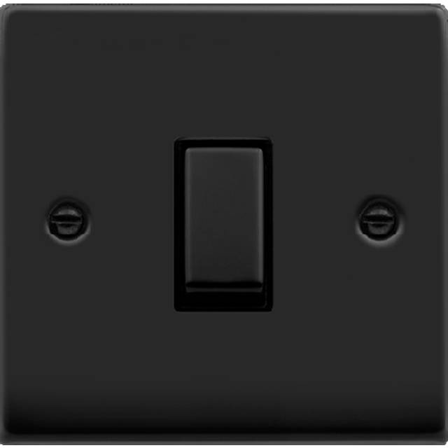 Click Deco 1 Gang 2 Way Ingot 10AX Switch Matt Black Black Inserts