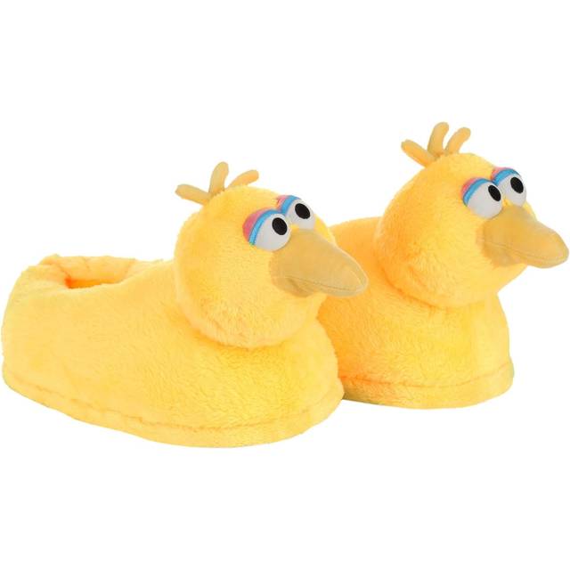 Sesame Street Big Bird Plush Adult Slippers | Adult Slippers - Black&#47;Blue&#47;Yellow (L/XL)