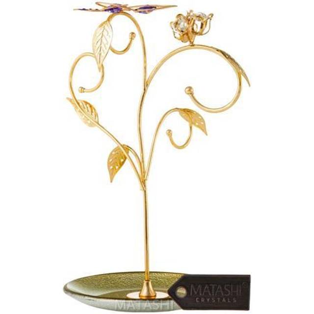 Matashi Elegant Floral and Butterfly Display Design Home Decorative Hanging Gold Jewelry Stand (24k Gold Plated) - Gift for Valentine&#39;s Day Mother&#39;s D