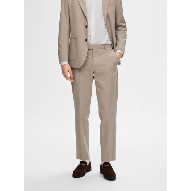 Selected Homme – Beige byxor i bäckebölja och regular fit, del av set-Naturlig