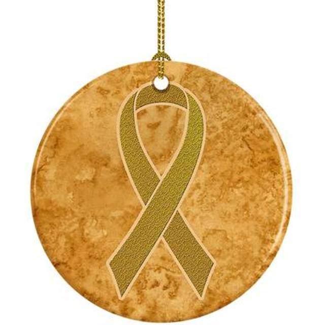 Gold Ribbon for Childhood Cancers Awareness Ceramic Ornament AN1209CO1