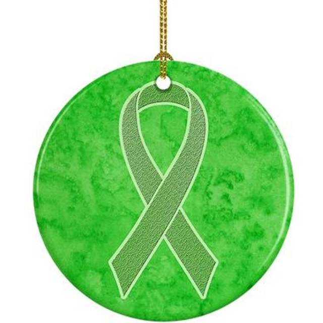 Lime Green Ribbon for Lymphoma Cancer Awareness Ceramic Ornament AN1212CO1