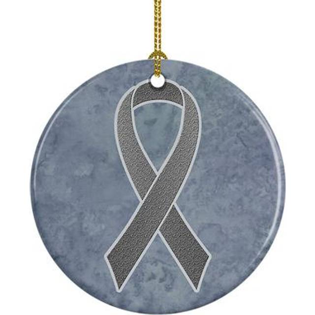 Grey Ribbon for Brain Cancer Awareness Ceramic Ornament AN1211CO1