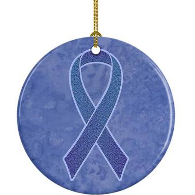 Periwinkle Blue Ribbon for Esophageal and Stomach Cancer Awareness Ceramic Ornament AN1208CO1