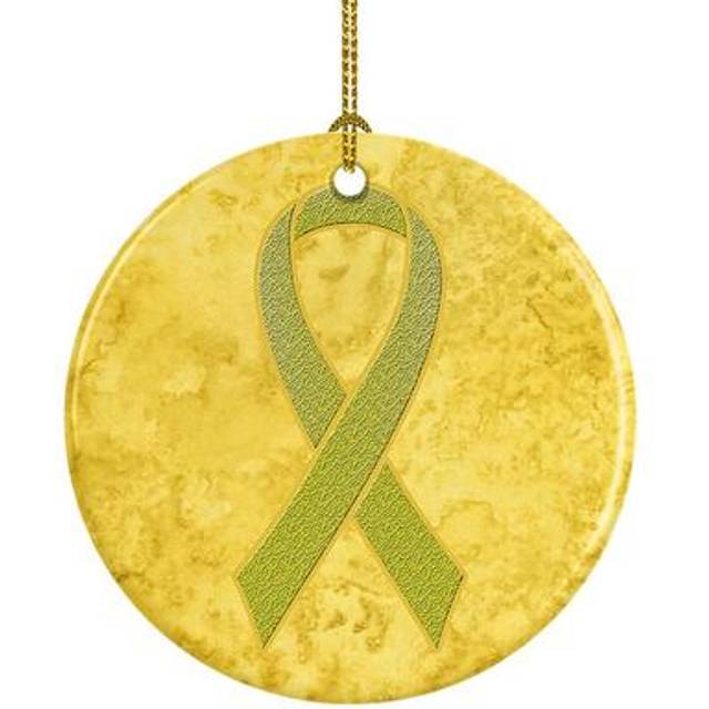 """""Yellow Ribbon for Sarcoma  Bone or Bladder Cancer Awareness Ceramic Ornament AN1203CO1"""""